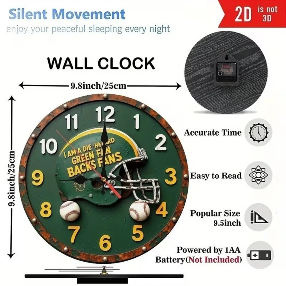Wall Clock green bay packers Football Die Hard Fans